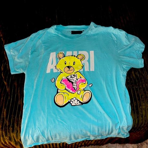 Amiri teal teddy bear shirt - Picture 1 of 10